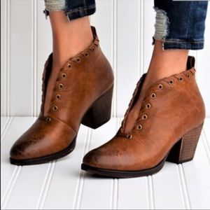 Deep V Brown Ankle Bootie  size 9